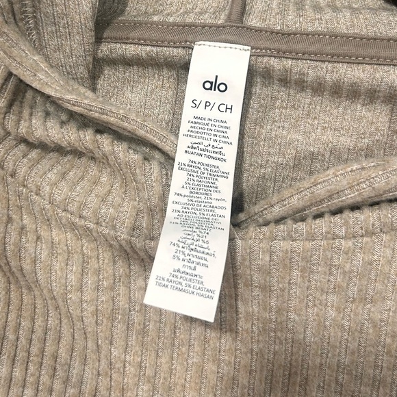 ALO Yoga Muse Hoodie Gravel Heather Knit Cropped Pullover Women's Size S - Picture 7 of 8